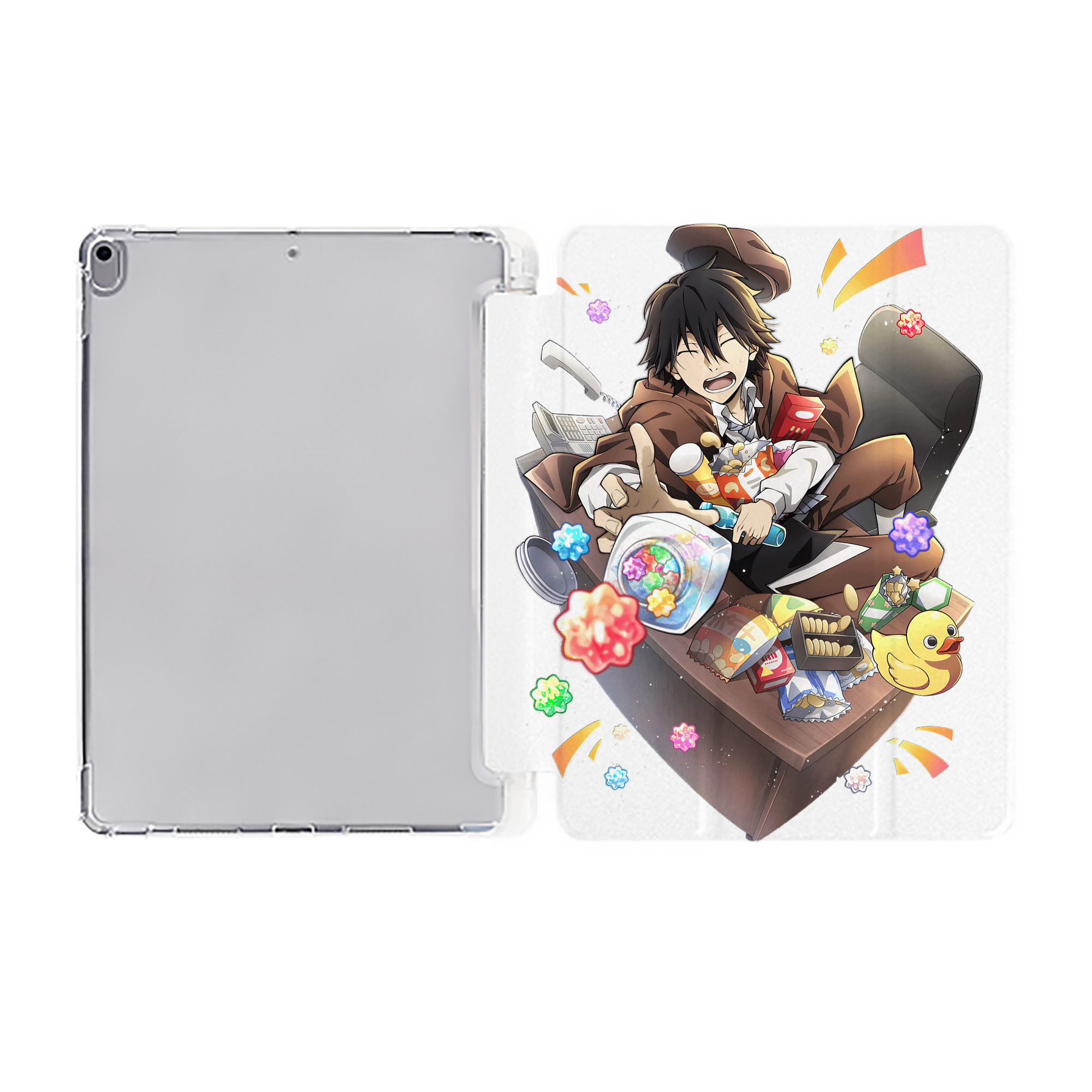 （画像用） 文豪ストレイドッグス Bungo Stray Dogs IPad ケース ペン収納付き 三つ折りスタンド PUレザー×シリコン 対応機種9.5/10.5/10.9インチ